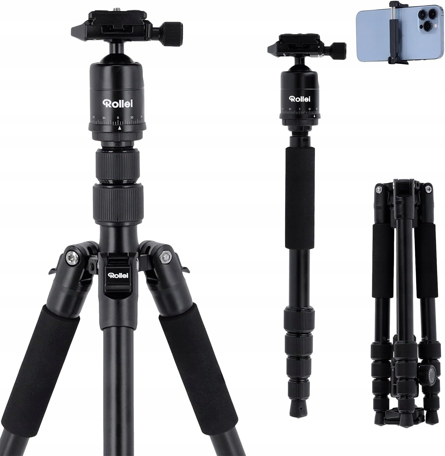 Rollei Compact Traveler Stativ hliníkový 1.2 kg 31.5 cm kulová hlava 5 kg