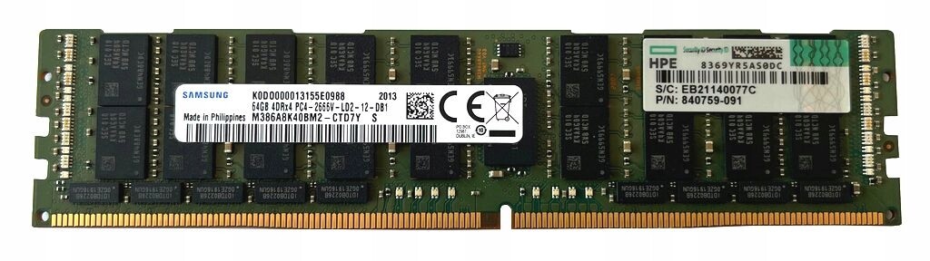 Pro Paměťový Server Hpe Samsung 64GB 4DRx4 PC4-2666V Ecc M386A8K40BM2-CTD7Y