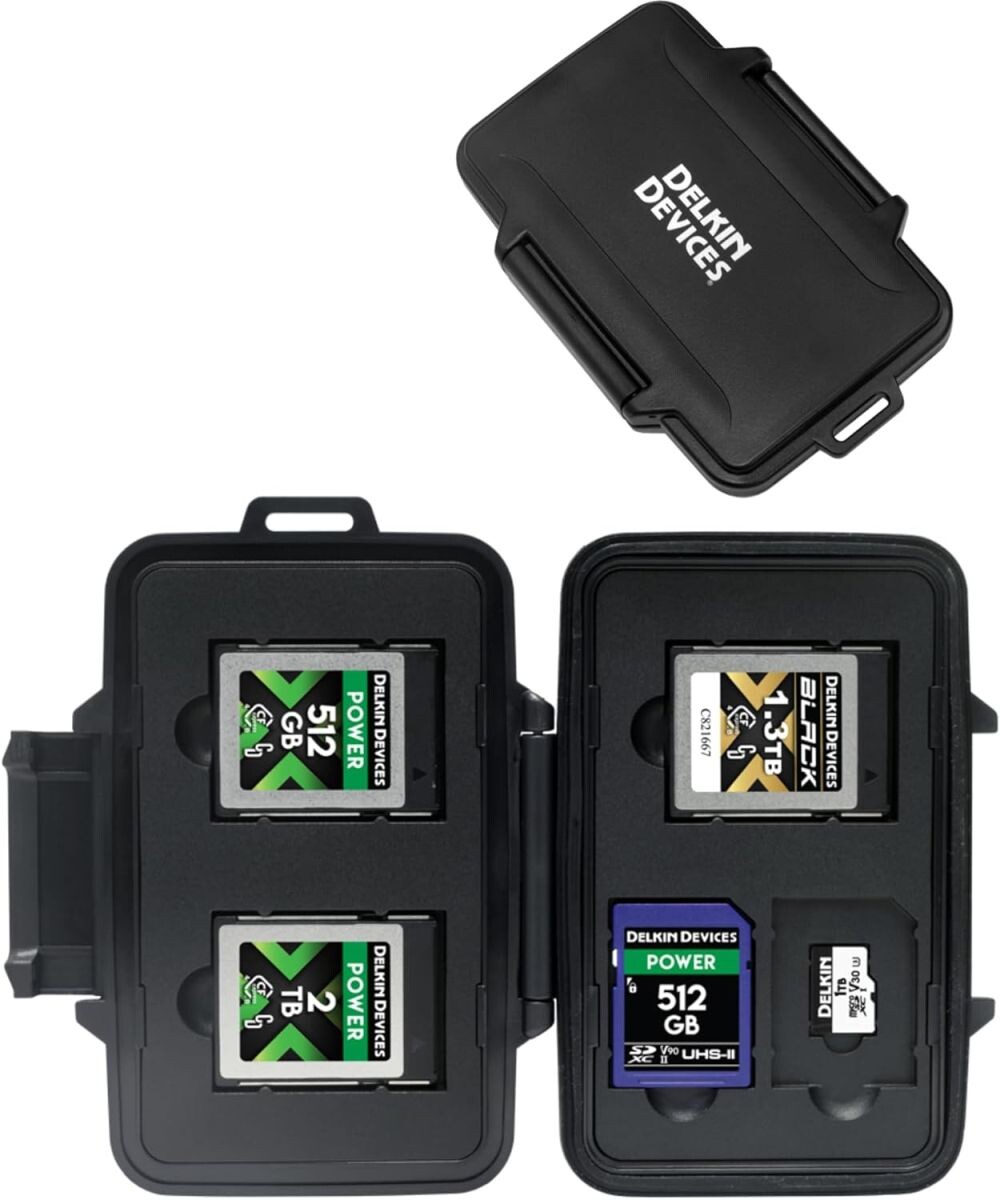 Delkin Vodotěsné pouzdro na paměťové karty CFexpress typu B, Sd a microSD