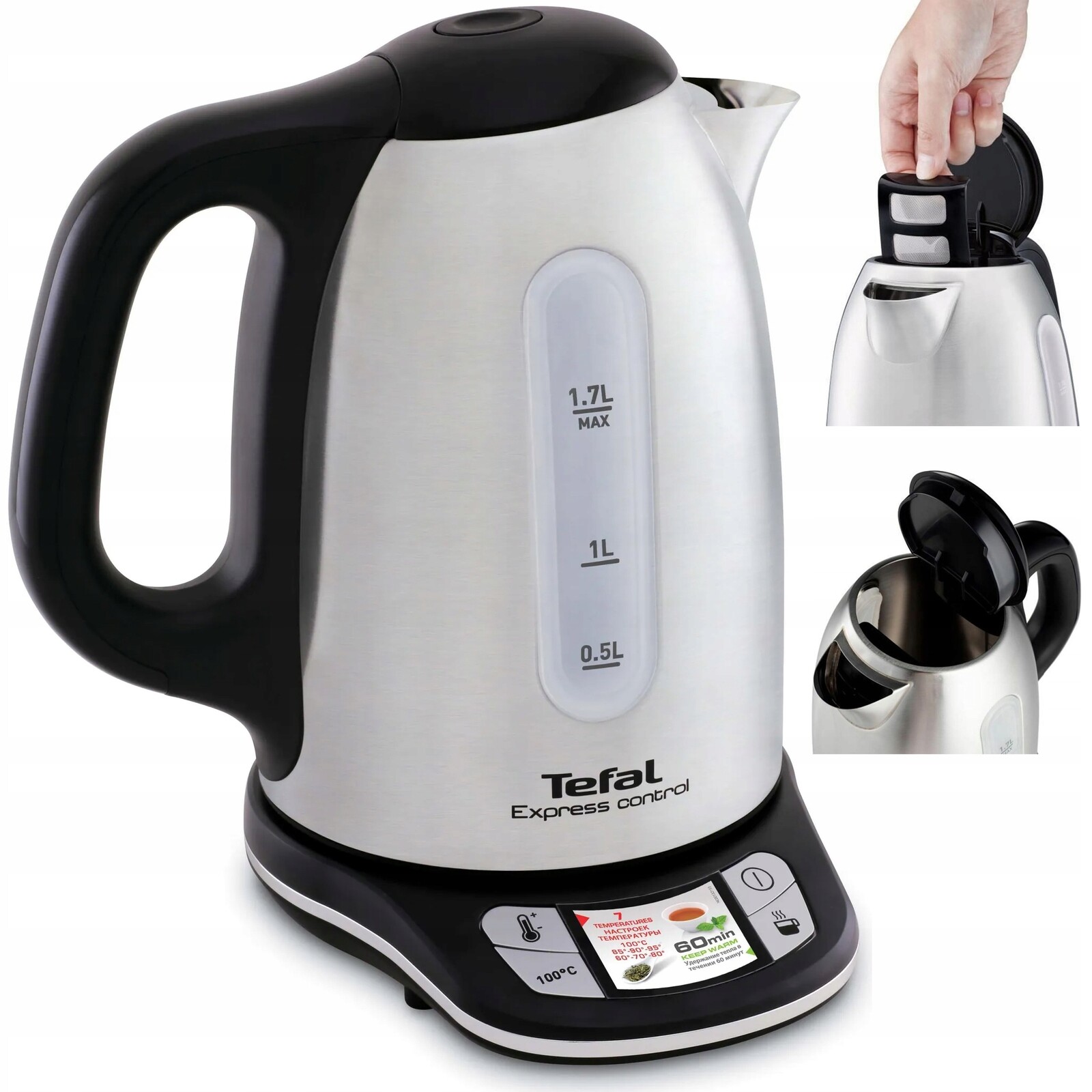 Elektrická varná konvice Tefal KI240D10 2400 W 1,7 l černá Digitální displej