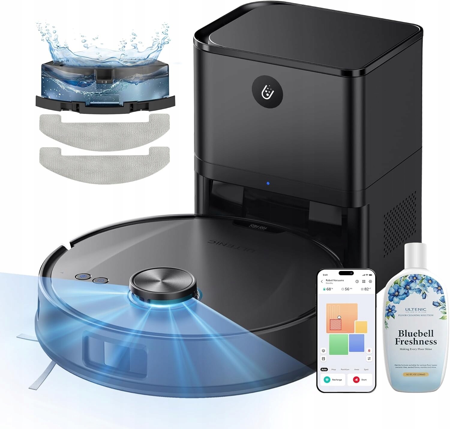 Ultenic T20 Pro Robotický Vysavač 8000 Pa 3v1 Autovyprazdňování LiDAR Srst