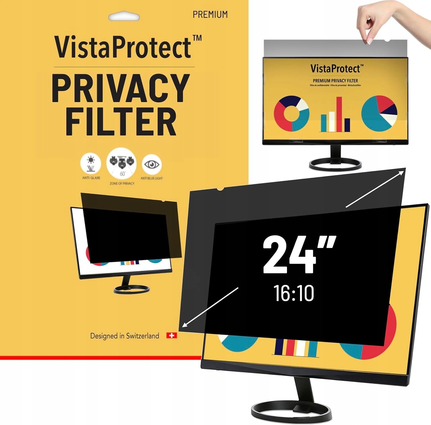 Filtr soukromí a modrého světla VistaProtect pro monitor 24