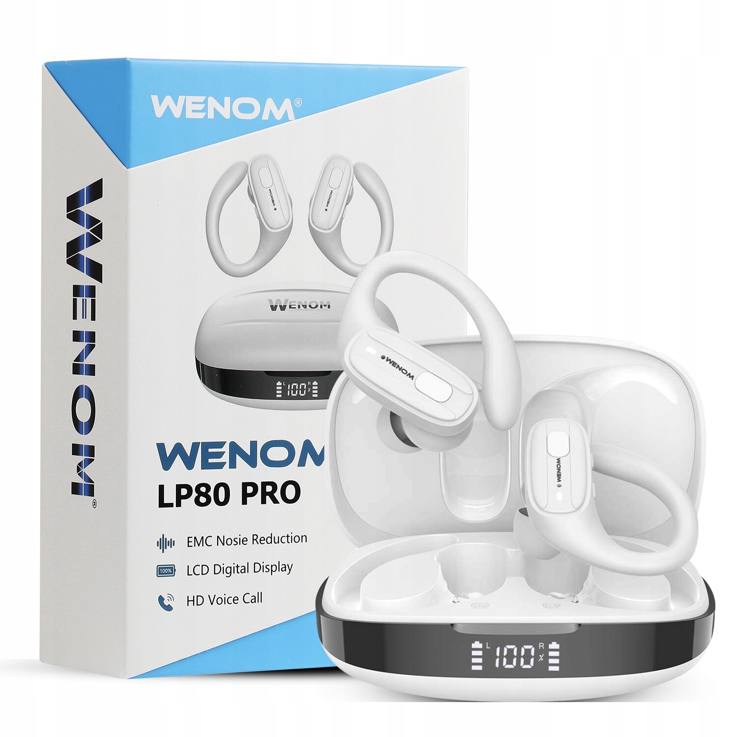 Sportovní sluchátka LP-80 Bluetooth 5.3 Pro Bezdrátové hovory Bílá