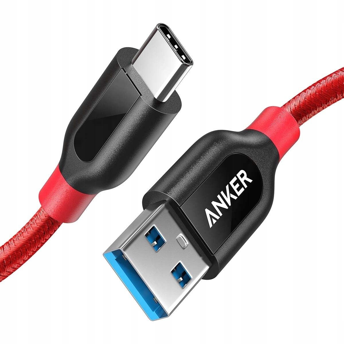 Anker PowerLine+ Usb C na Usb 3.0 5 Gb/s 15 W Odolný nylon 90 cm Červený