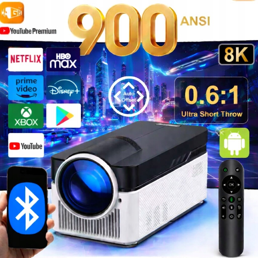 Projektor Smart Magcubic HY450 8K WiFi Bluetooth Hdmi Usb Domácí kino Led