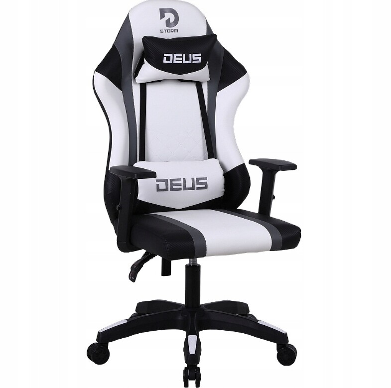 Herní, kancelářská židle, Velmi Pohodlná, Rozkládací, područky, bílá