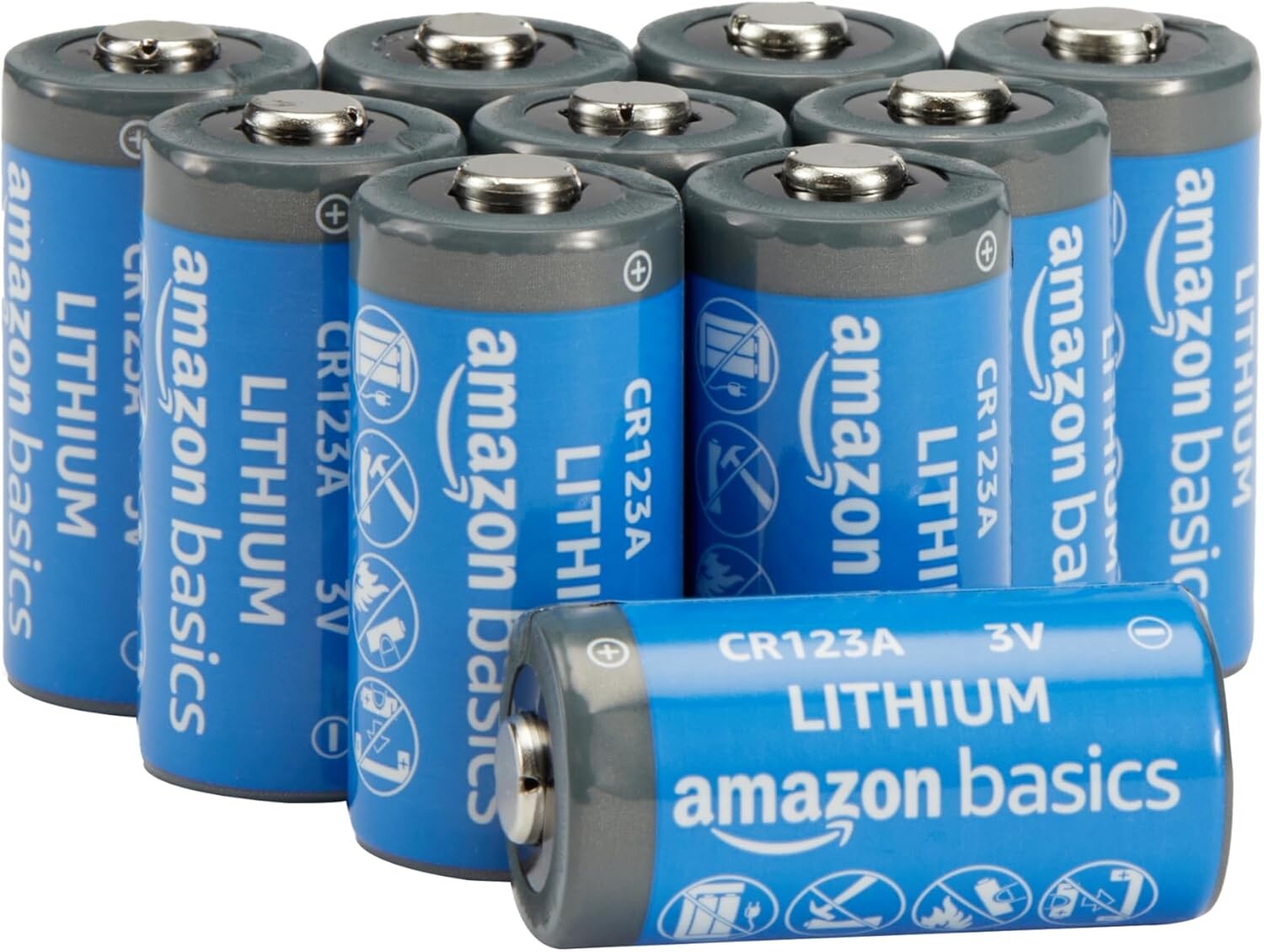 Jednorázová lithiová baterie CR123A 3V 10 kusů Amazon Basics