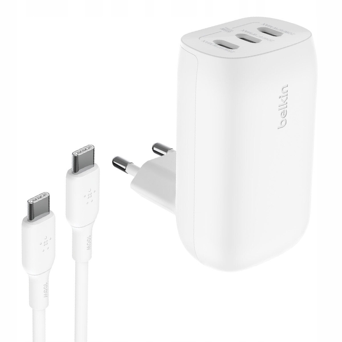 Belkin Úhlová nabíječka 3 porty Usb-c Pps 67 W, kabel Usb-c