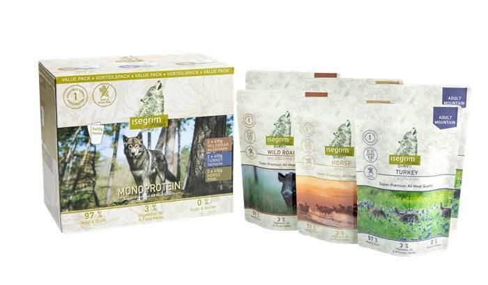 Isegrim Premium Vlhké krmivo pro psy Adult Multipack Monoprotein 6x410 g