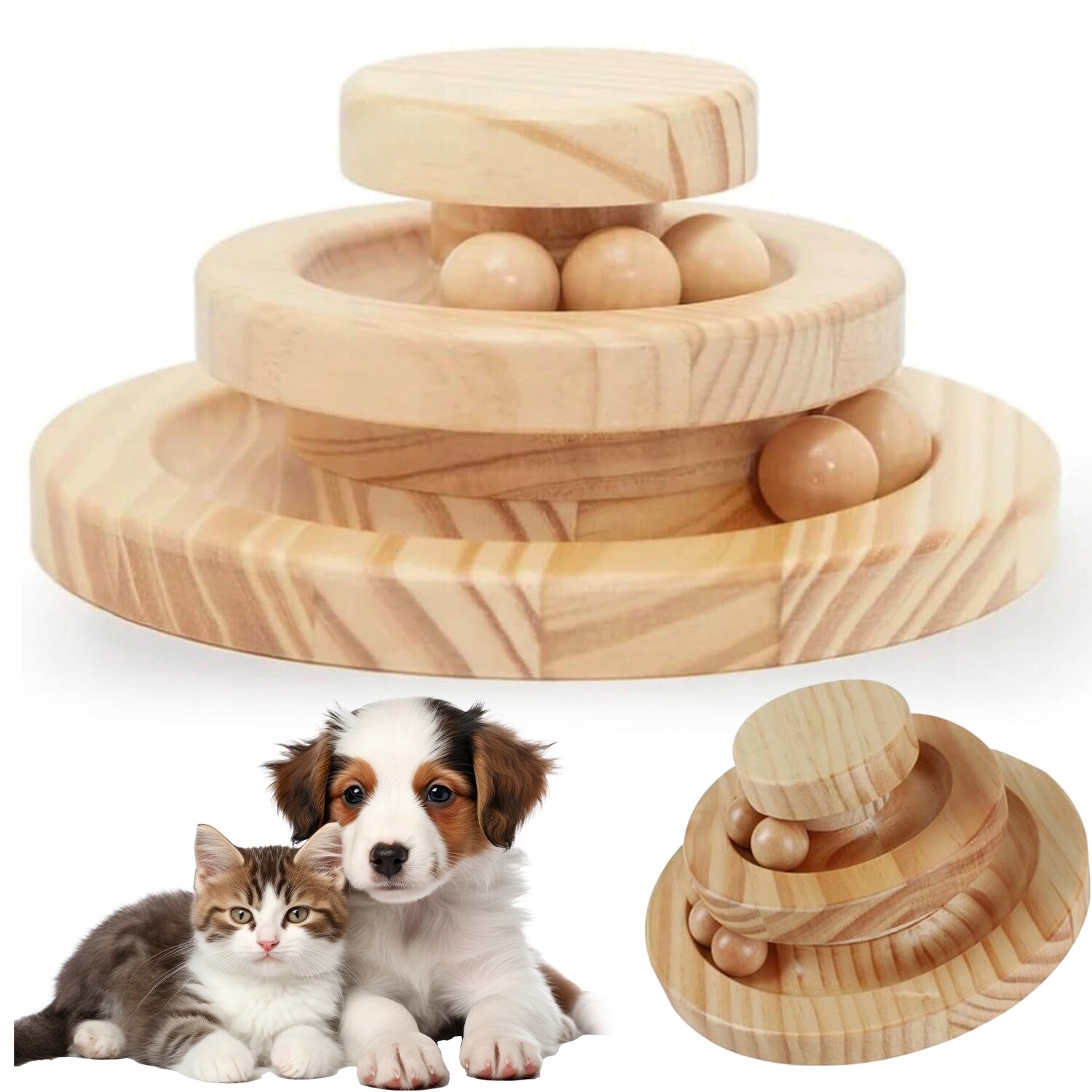 Hračka Pro Kočky Dřevěná Interaktivní Kuličková Dráha Vysoké Kvality