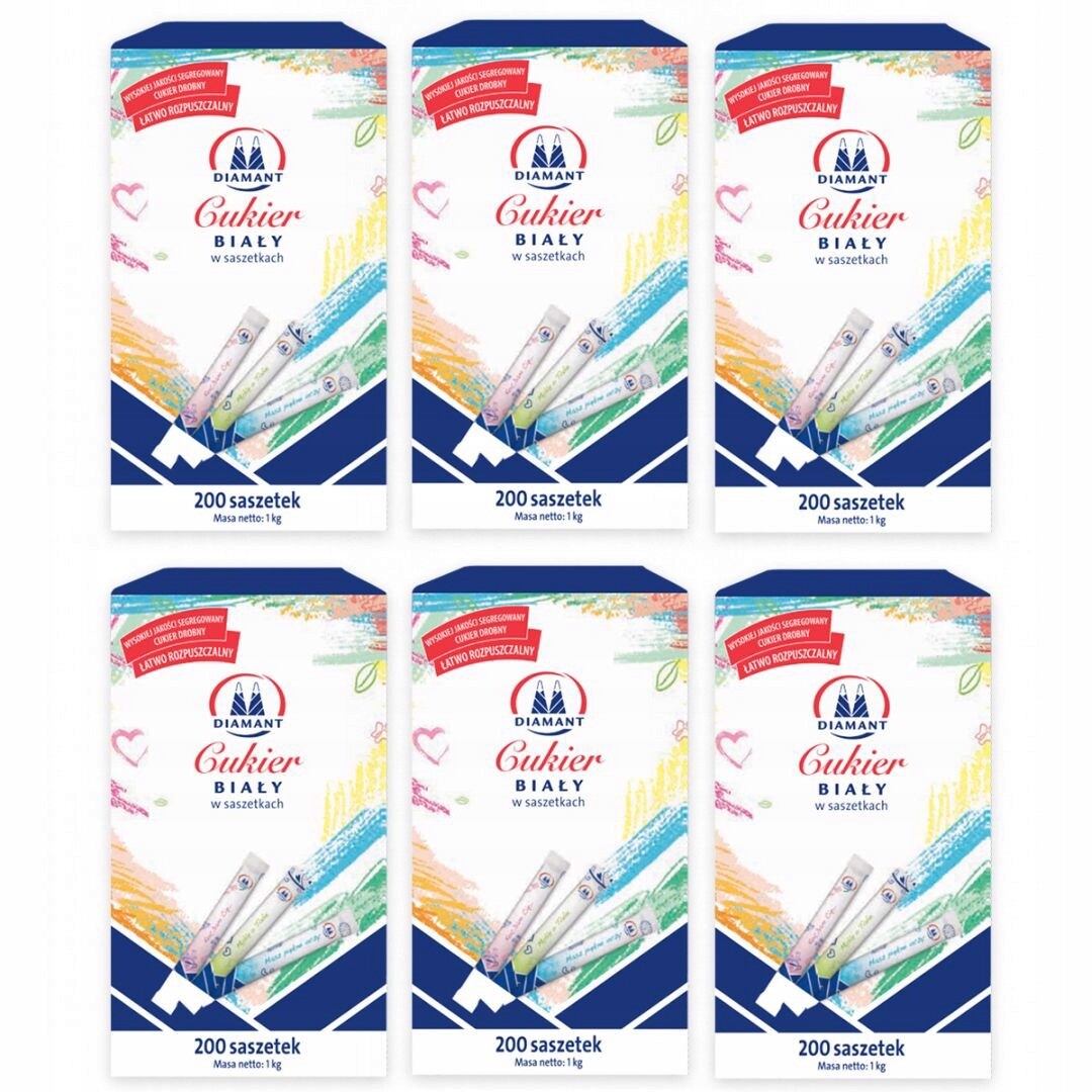 Diamant Cukr bílý v sáčcích 1 kg (200 kusů) x 6 kusů