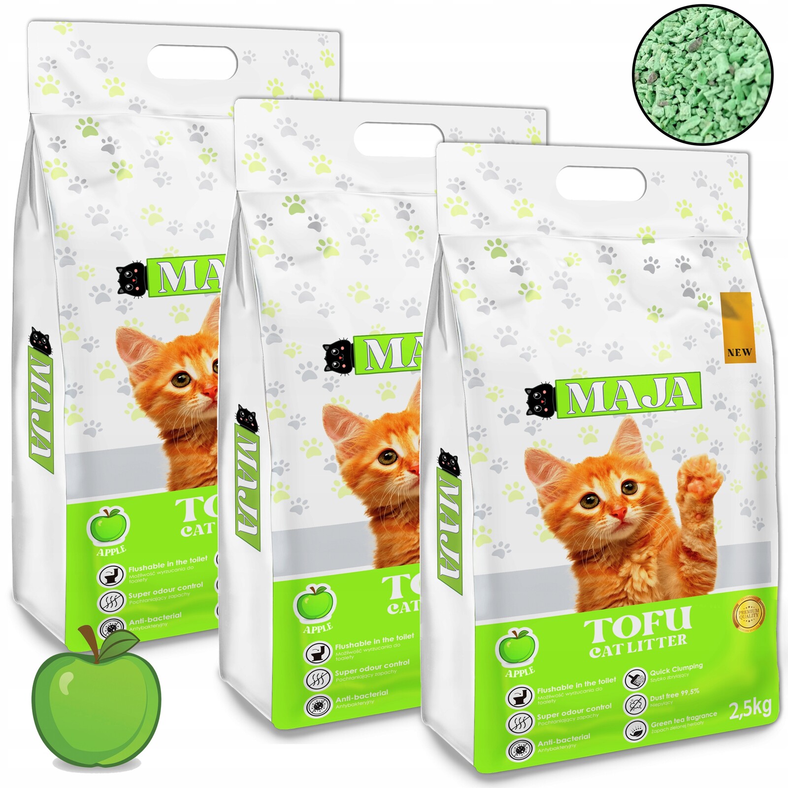 3x Stelivo tofu Maja 2.5 kg Sada vůní