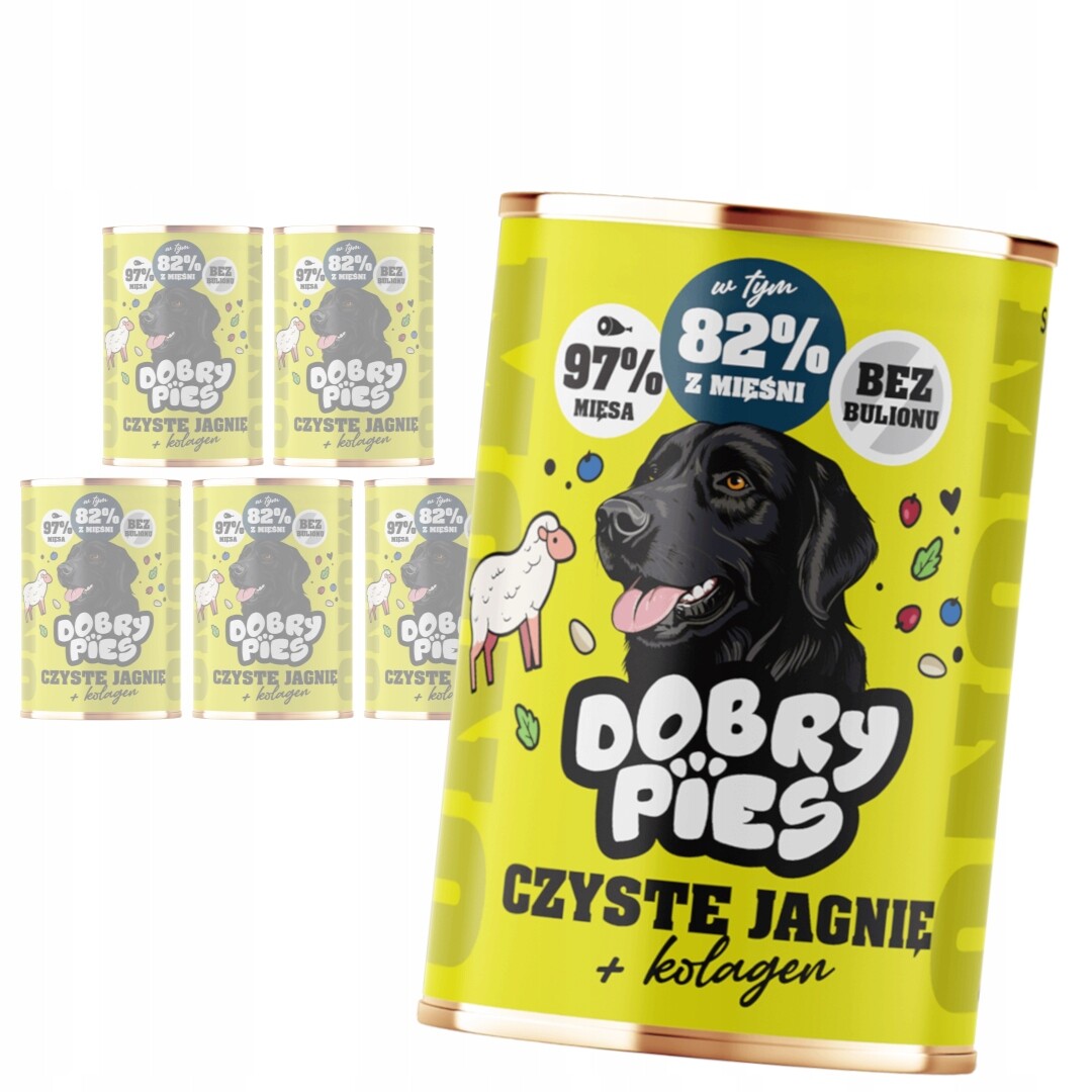 Dobry Pies Mono 12x400 g Vlhké Krmivo pro psy Mix 6 příchutí s kolagenem