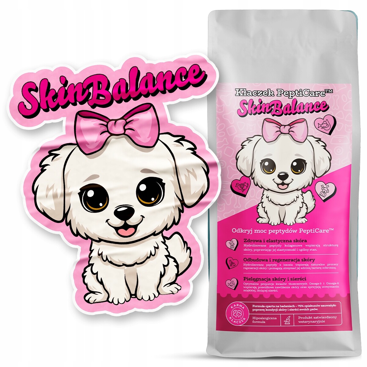 Krmivo krmivo pro psy Kłaczek Skin Balance 1,5 kg náplň bonus