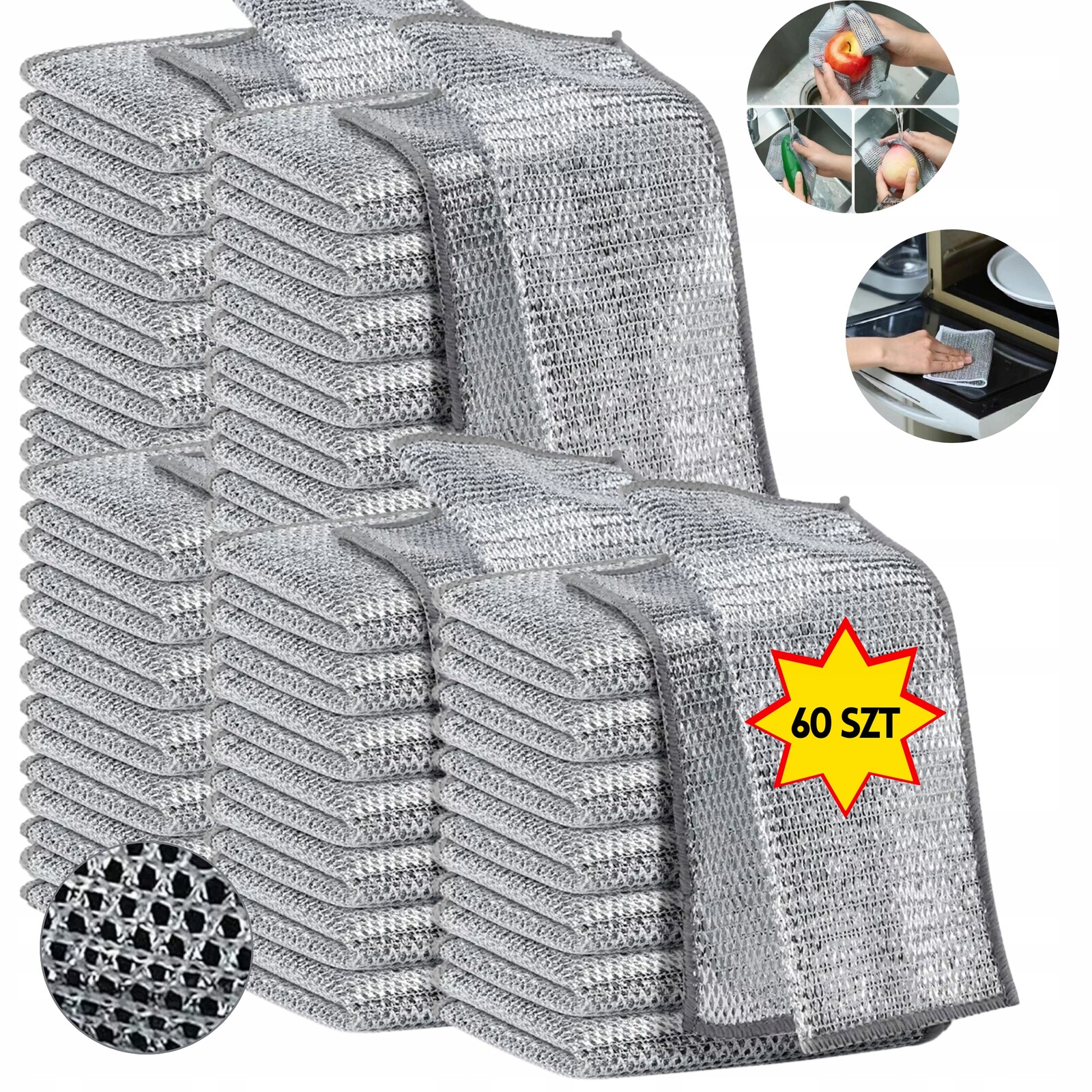 Drátěné Utěrky Sada 60 Kusů Jednostranná Multifunkční drátěnka