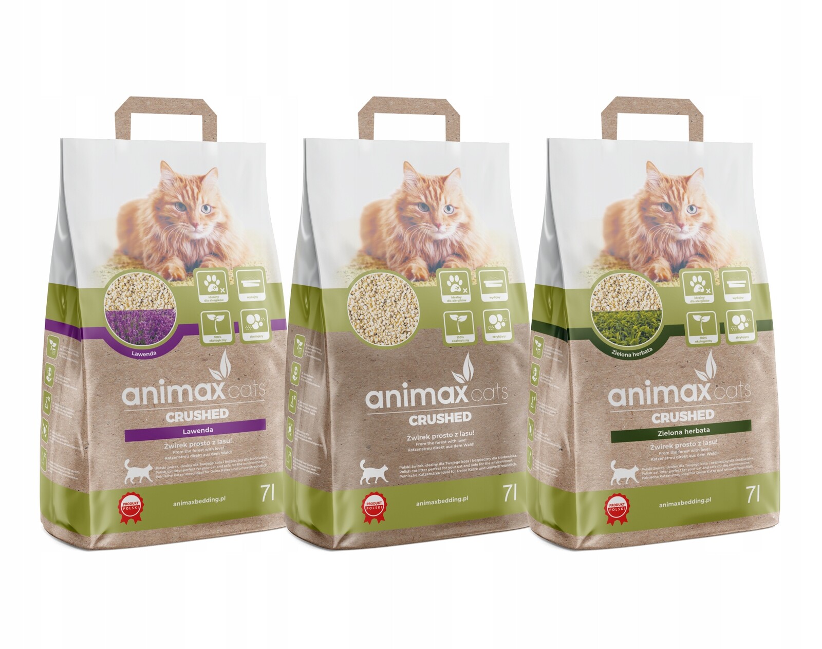 Sada stelivo shlukující drť 3ks Klasika, Levandule, Zelený Čaj Ch