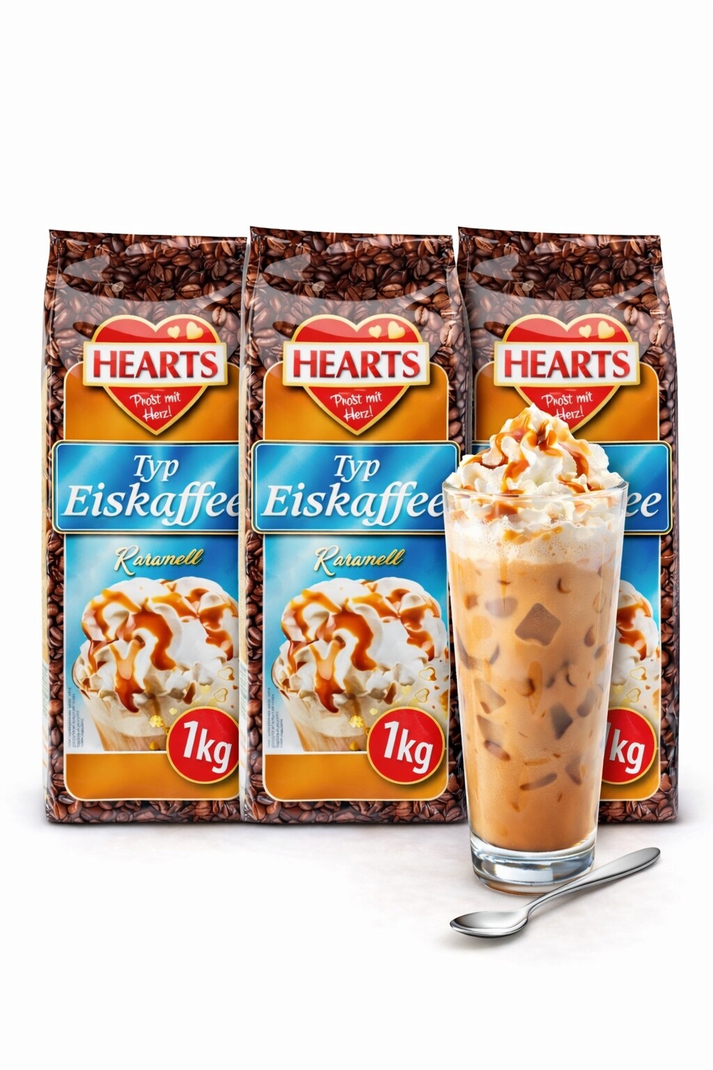Hearts Eiskaffee Karamell 1 kg Cappuccino zmrazené v prášku