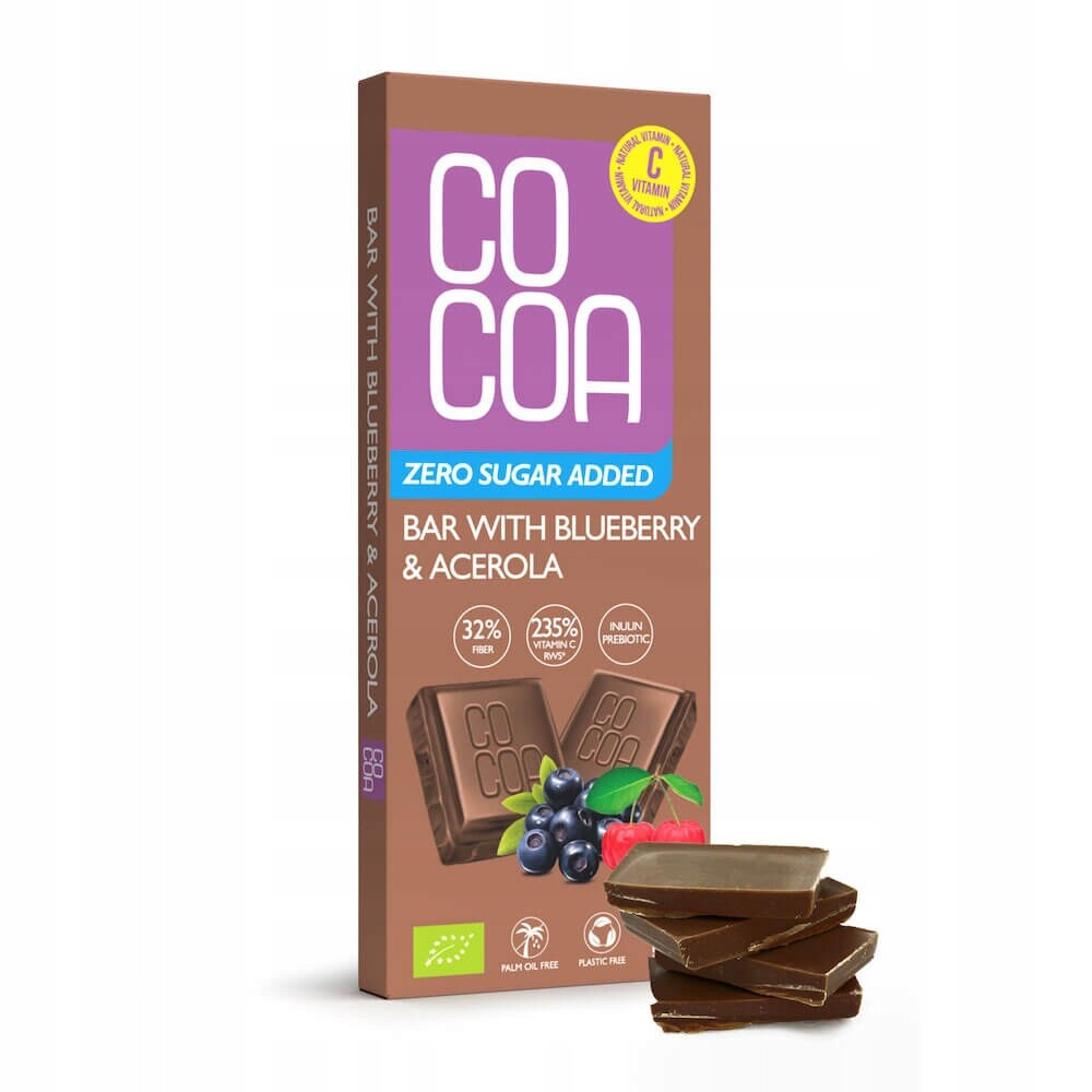 3x Čokoláda borůvková vegemylk 0% added sugar s vitamínem C Bio Cocoa 40 g