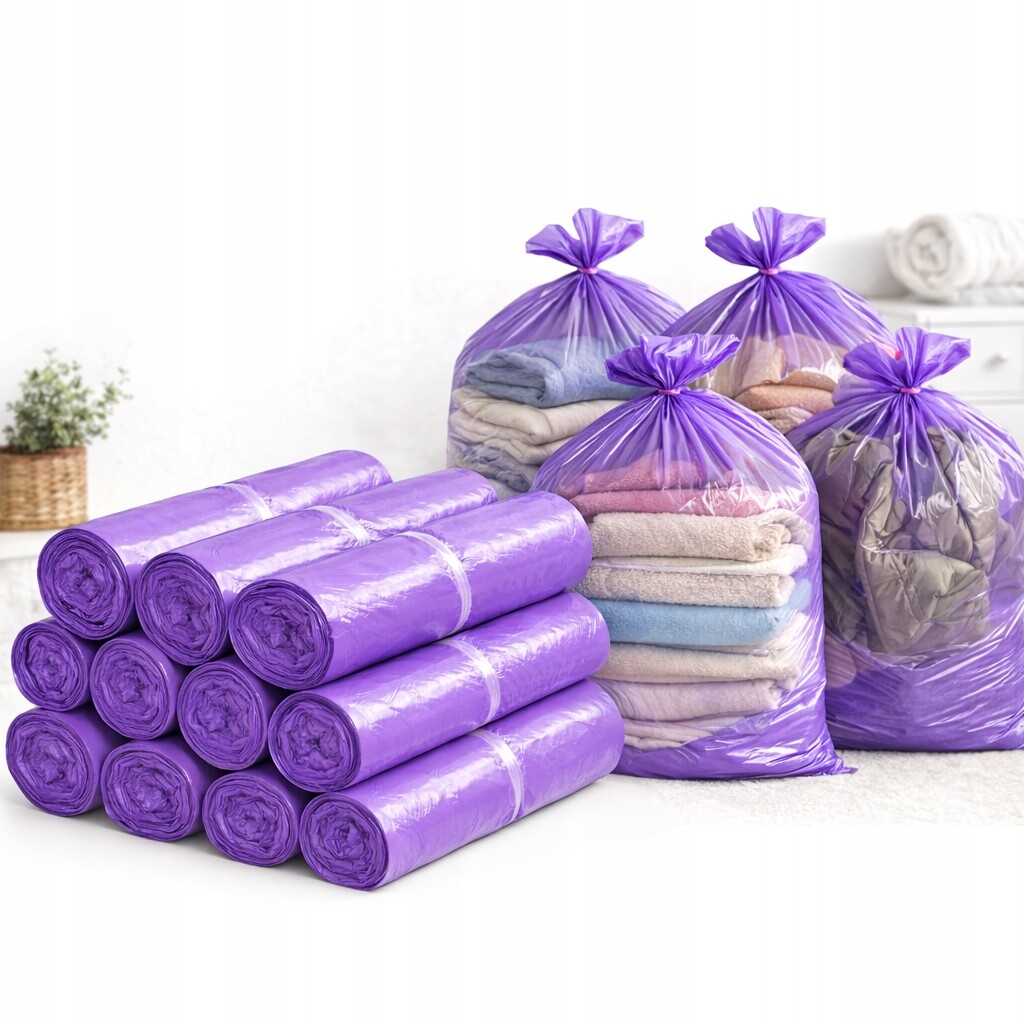 Sáčky na oblečení, textil 120L fialové 25µ 110 ks silné Ldpe