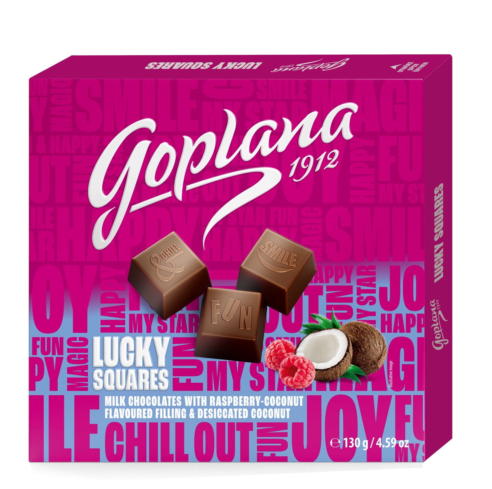 3x Goplana Lucky Squares Malina & Kokos 130 g