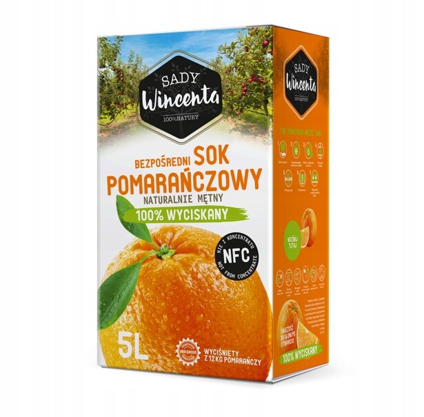 Přirozeně zakalený pomerančový džus 5 l