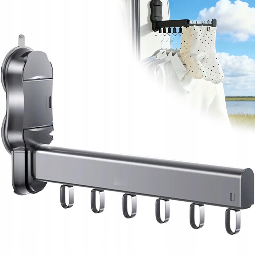 Nástěnný Věšák Na Oblečení S 6 Háčky, Skládací, Hliníkový