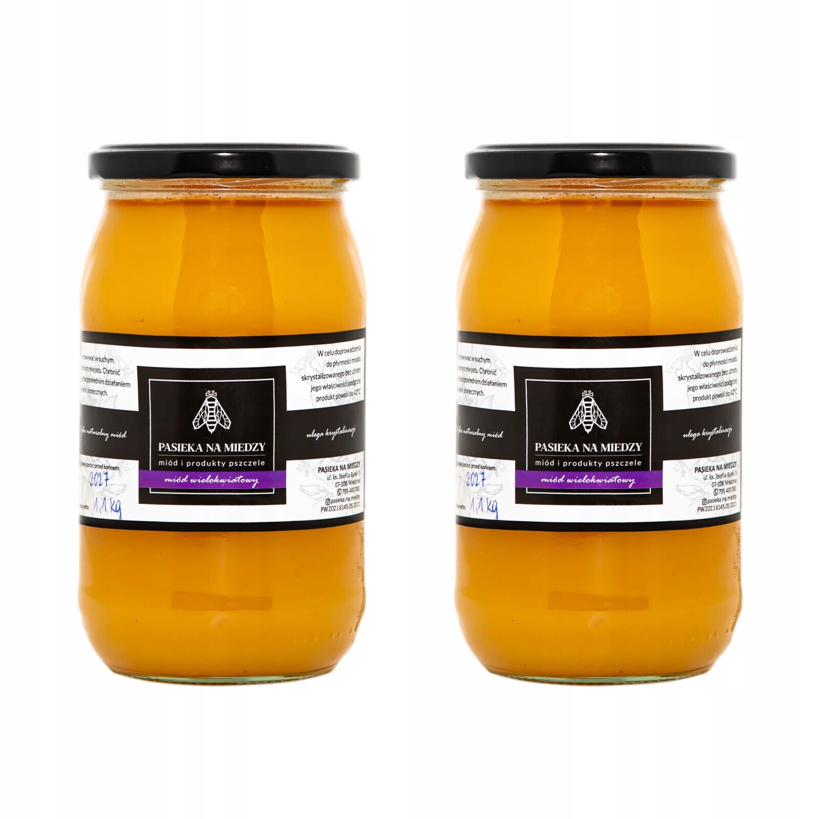 Sada medu mnohokvětého 2×1100 g a proužku mezi přírodními včelíny