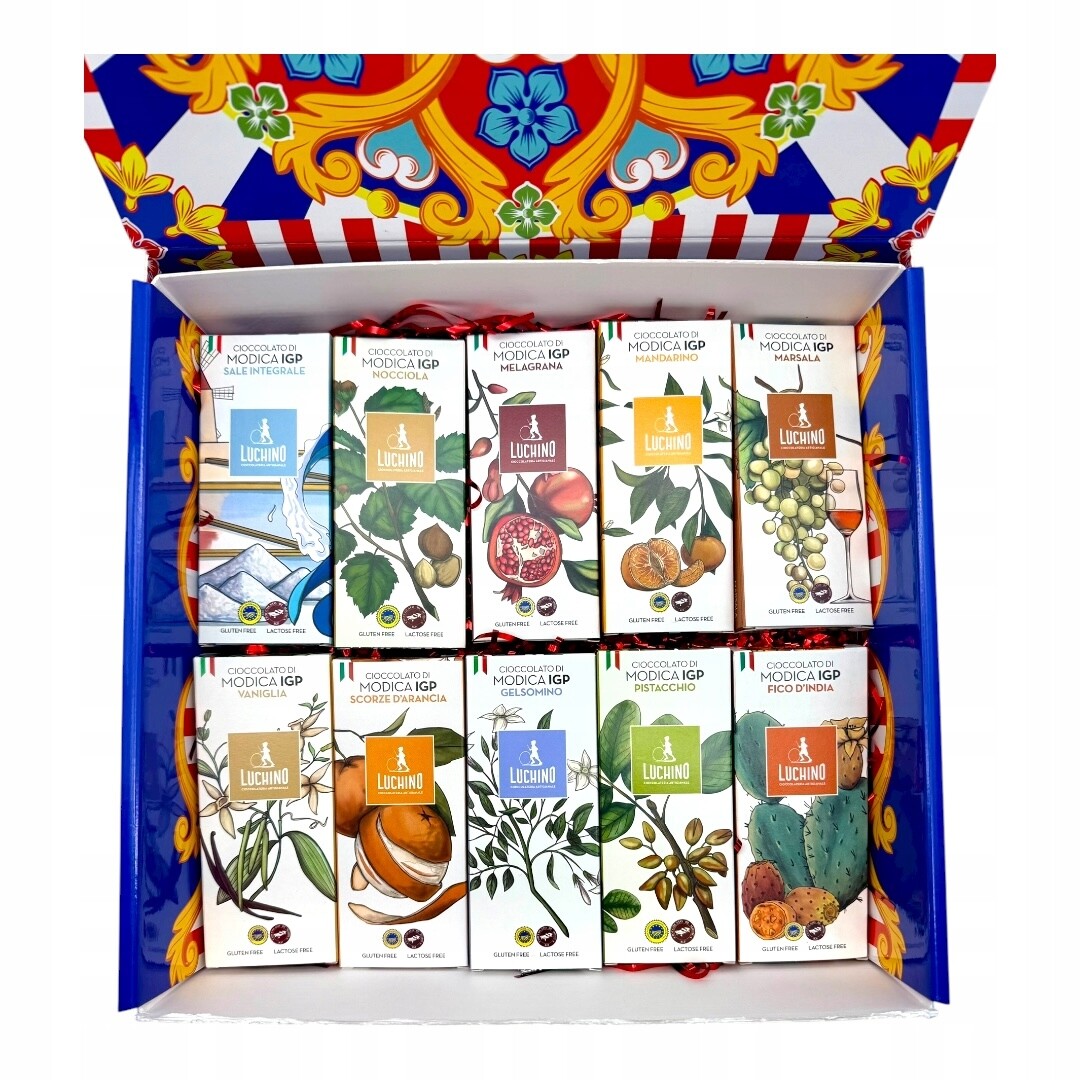 Sada čokolád Modica – 10 unikátních příchutí v elegantním balení (1 kg)