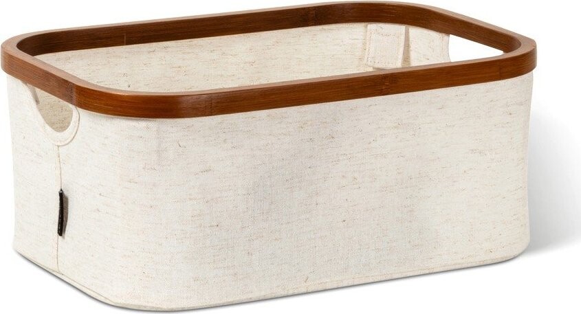 Krémový látkový úložný box 38x26x16 cm Bamboo/Linen – Bigso