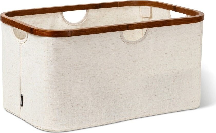 Krémový látkový koš na prádlo skládací Bamboo/Linen – Bigso