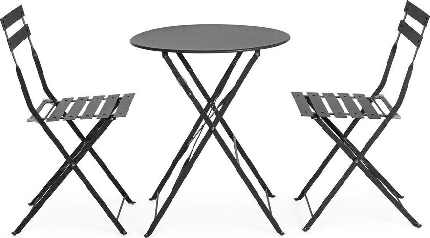 Antracitový ocelový zahradní jídelní set pro 2 Austin – Bizzotto
