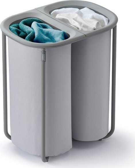 Světle šedý látkový koš na prádlo 2x40 l Duo – Joseph Joseph