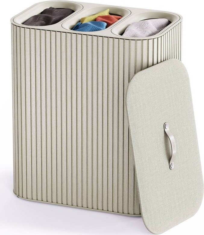 Béžový bambusový koš na prádlo 3x30 l Tota Trio Luxe – Joseph Joseph