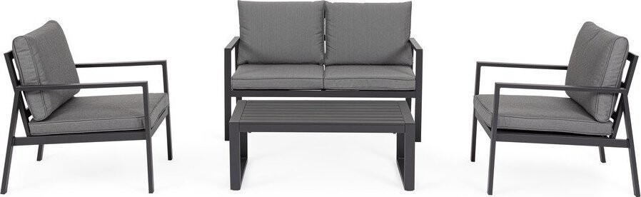 Antracitový hliníkový zahradní lounge set pro 4 Hilde – Bizzotto
