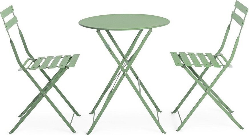 Šalvějově zelený ocelový zahradní jídelní set pro 2 Austin – Bizzotto
