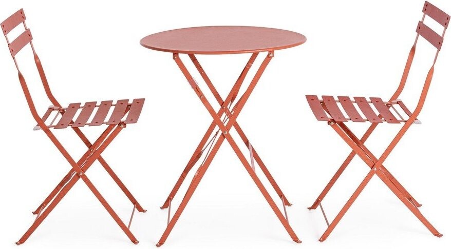 Ocelový zahradní jídelní set v terakotové barvě pro 2 Austin – Bizzotto