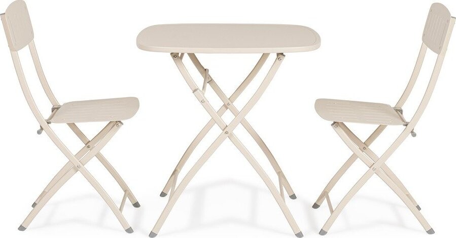 Béžový ocelový zahradní jídelní set pro 2 Yvonne – Bizzotto