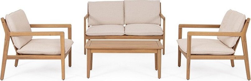 Zahradní lounge set z masivu akácie v přírodní barvě pro 4 Danubio – Bizzotto