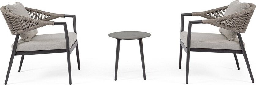 Khaki/taupe hliníkový zahradní lounge set pro 2 Millor – Bizzotto