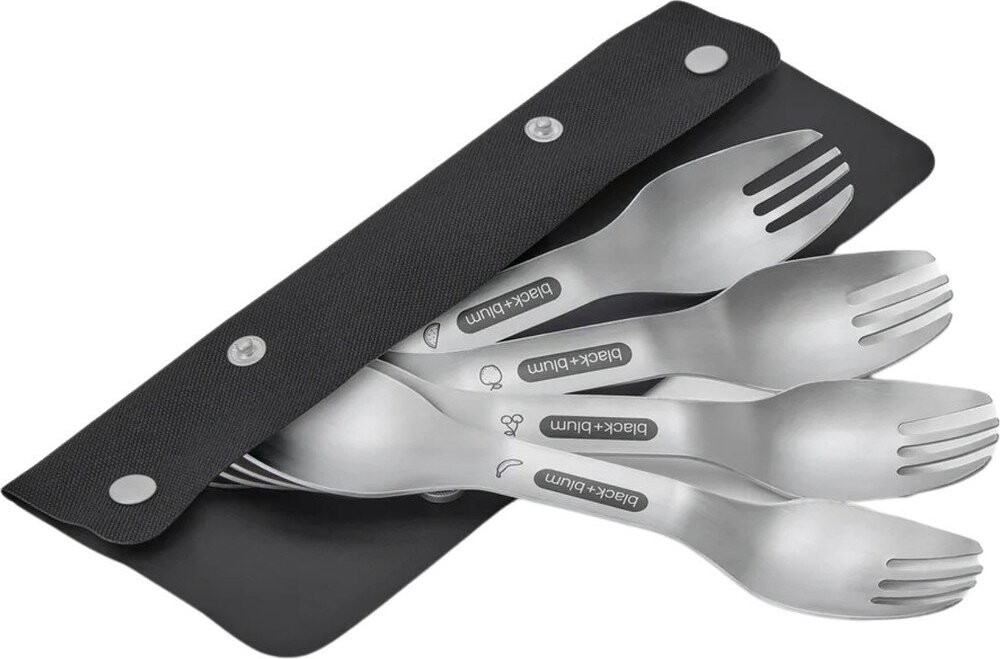 Nerezové jídelní vidličky v sadě 4 ks ve stříbrné barvě Spork – Black + Blum