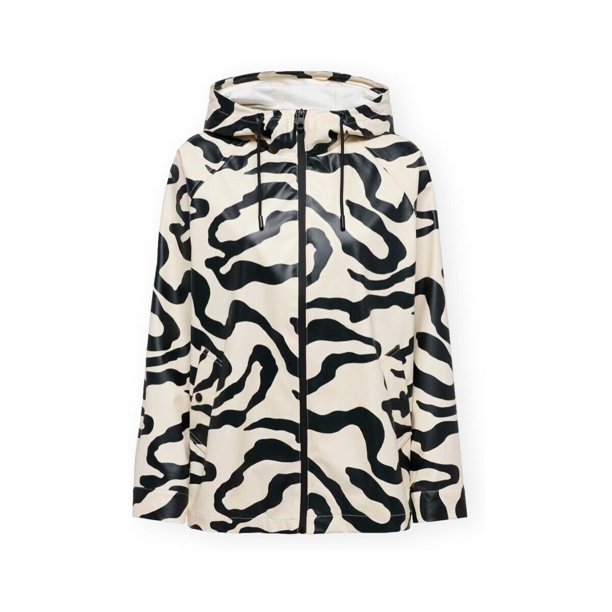 Only  Elisa Short Raincoat - Birch/Black  Béžová