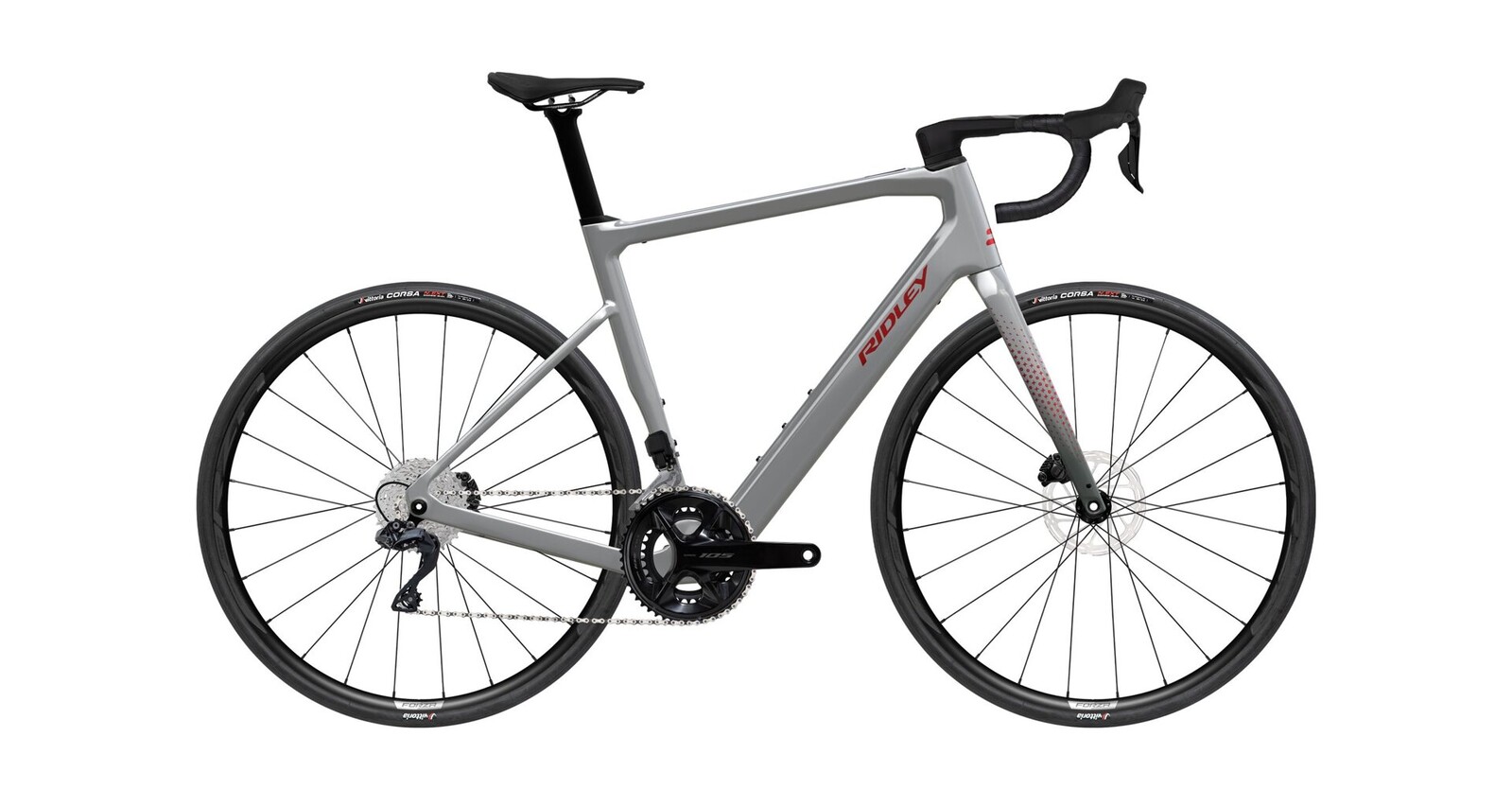 Ridley E-Grifn Shimano 105 Di2 - Battleship Grey / Candy Red Metallic Velikost: XS