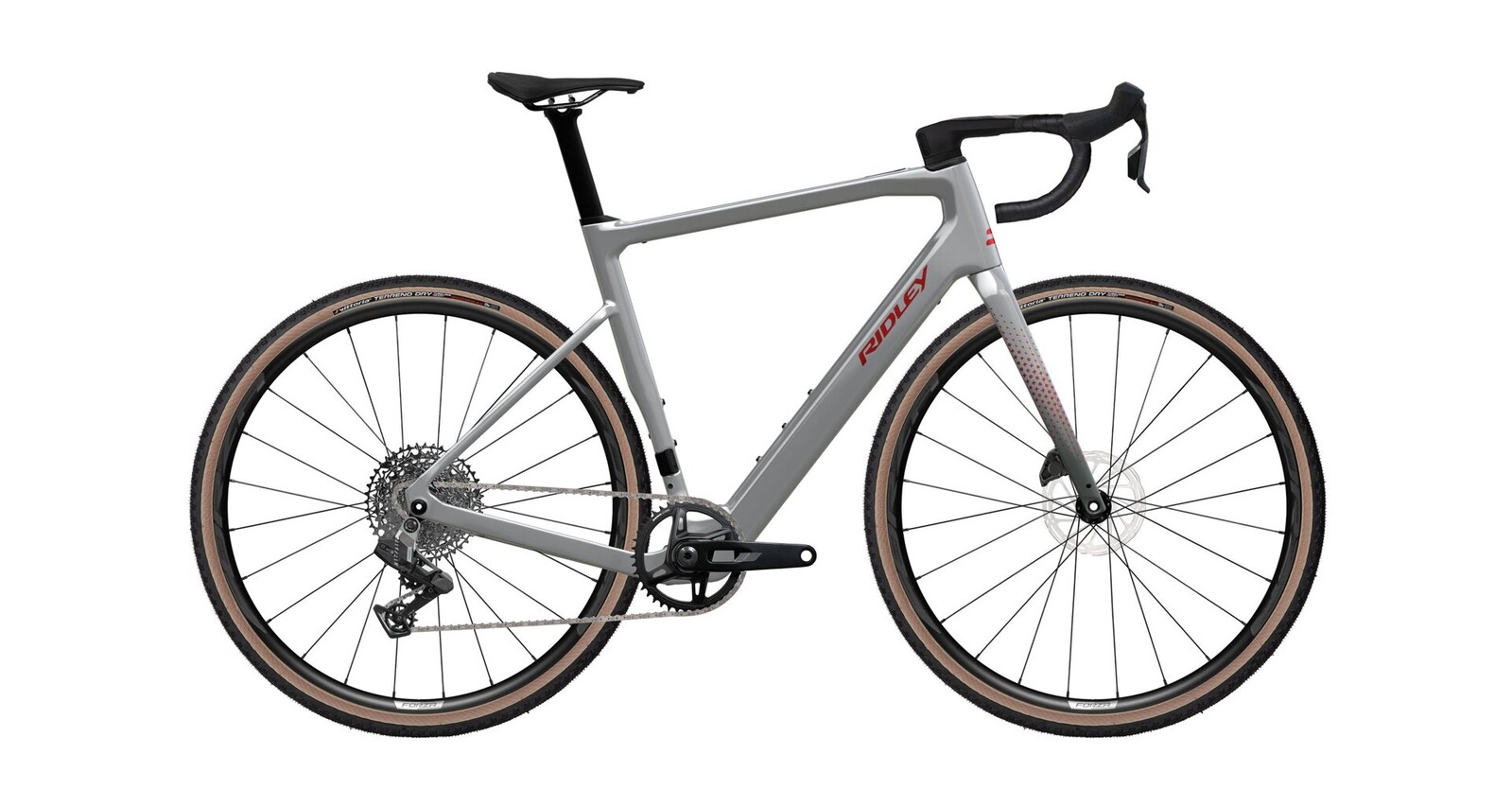 Ridley E-Grifn Sram Rival XPLR - Battleship Grey / Candy Red Metallic Velikost: XS