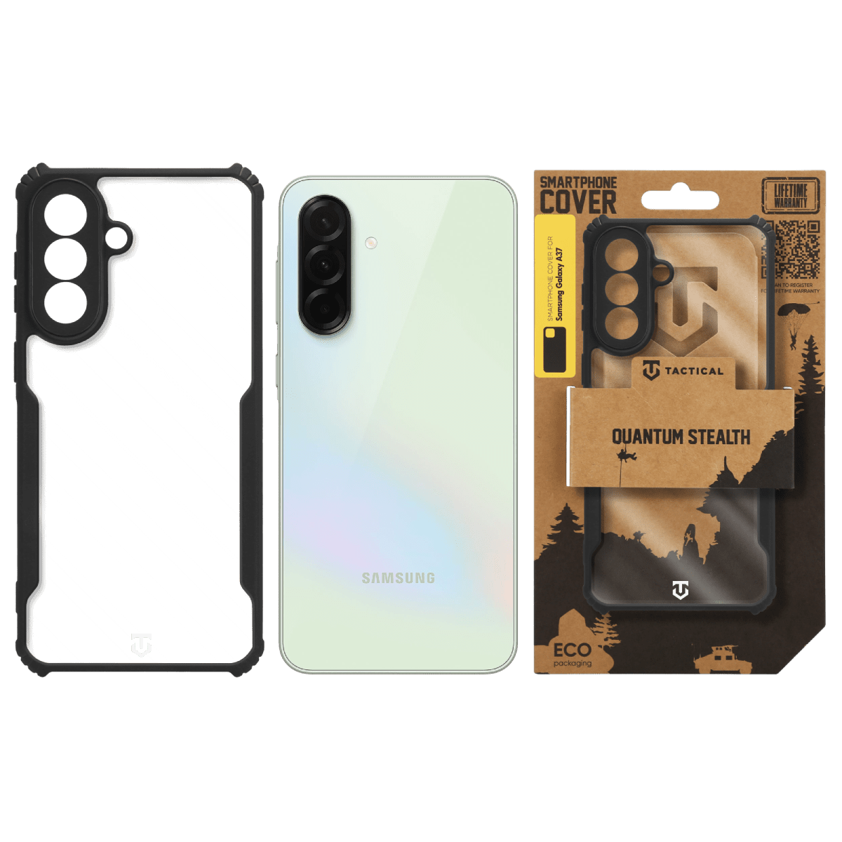 Zadní kryt Tactical Quantum Stealth pro Samsung Galaxy A37, transparentní černá