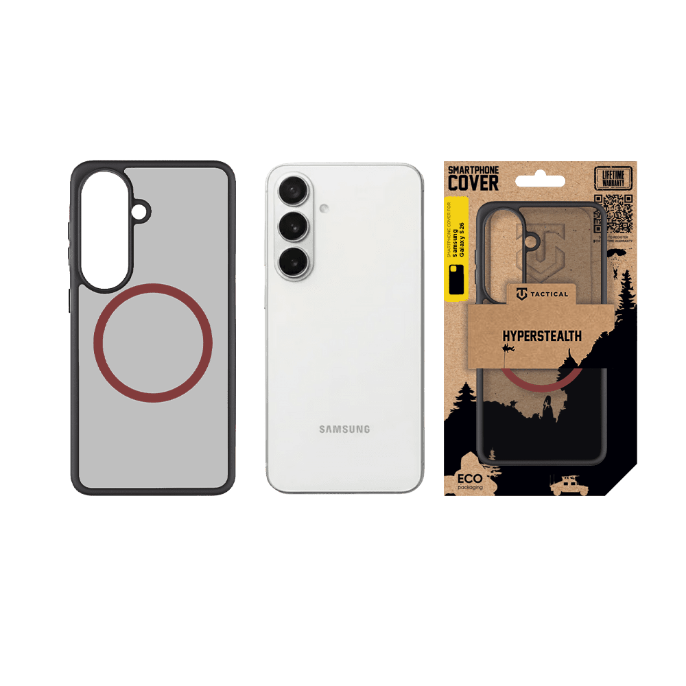 Zadní kryt Tactical MagForce Hyperstealth 2.0 pro Samsung Galaxy S26, černá - červená