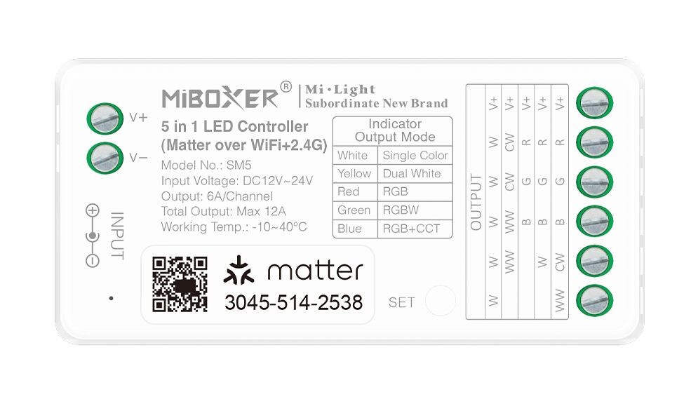 LED Solution Mi-Light MiBoxer WIFI+RF Matter Přijímač 5v1 pro LED pásky SM5