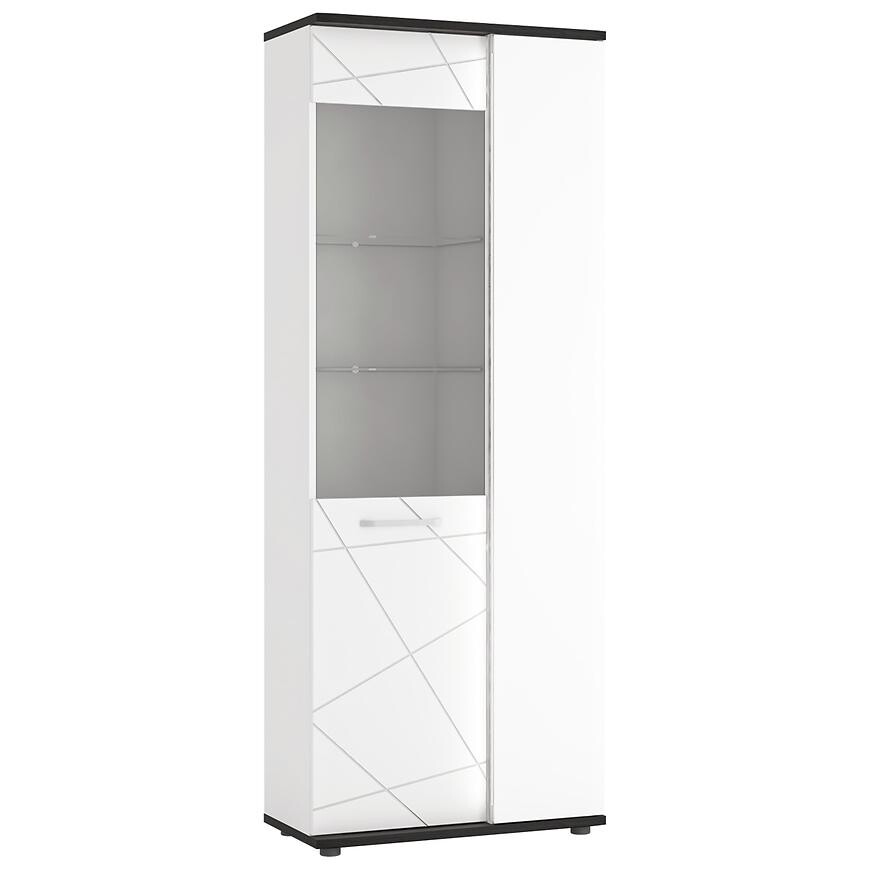 Vitrína Venezia VENV01R 2D bílý alpský/dub vicenza černá/mdf bílý l