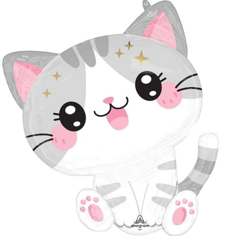 Balónek fóliový Kawaii Kočka šedá