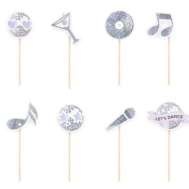 Zápichy Disco stříbrné 8 ks