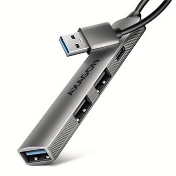 AXAGON HUE-STA, 4x USB ALU STRIP hub, 1x USB-A 5Gbps, 2x USB-A & 1x USB-C 480Mbps, kabel USB-A 12cm